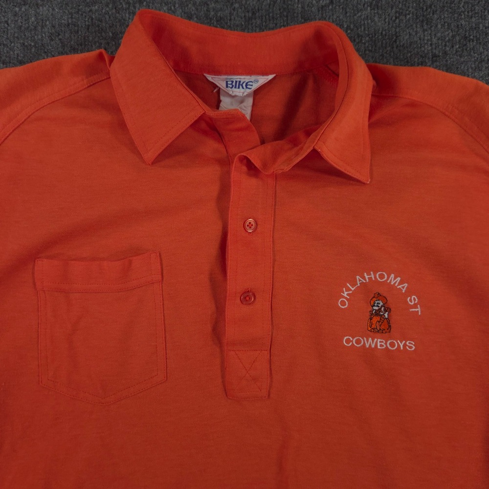 Oklahoma St Polo Mens XL Orange NCAA Football Pistol Pete Bike